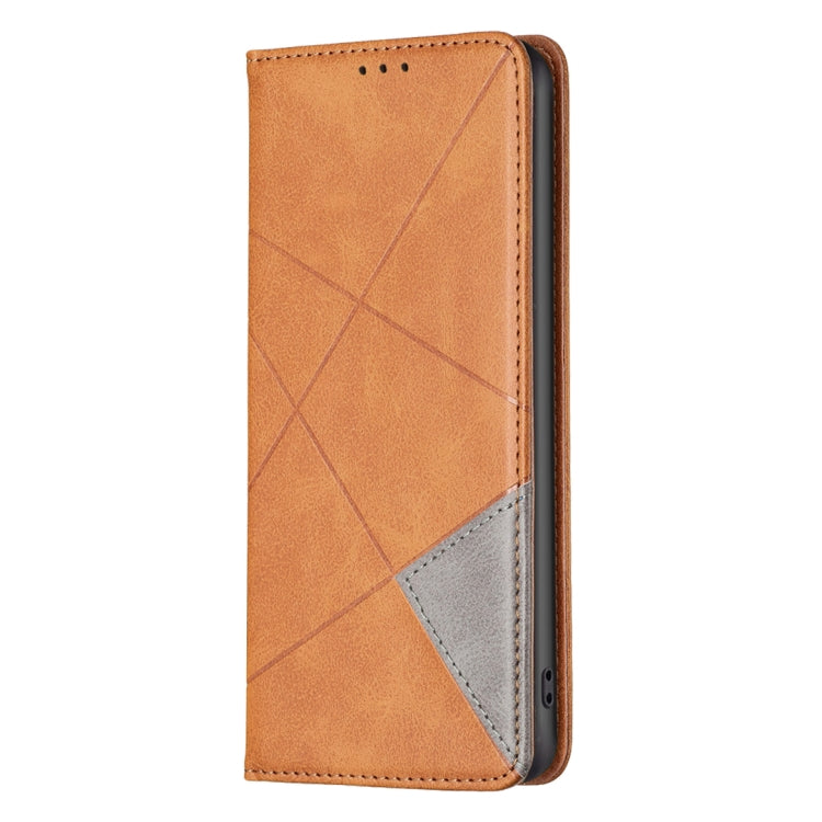 For iPhone 16 Pro Rhombus Texture Magnetic Leather Phone Case(Yellow)