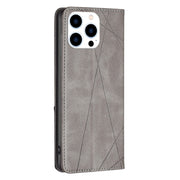 For iPhone 16 Pro Rhombus Texture Magnetic Leather Phone Case(Grey)