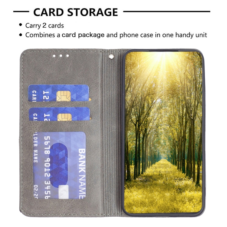 For iPhone 16 Pro Rhombus Texture Magnetic Leather Phone Case(Grey)