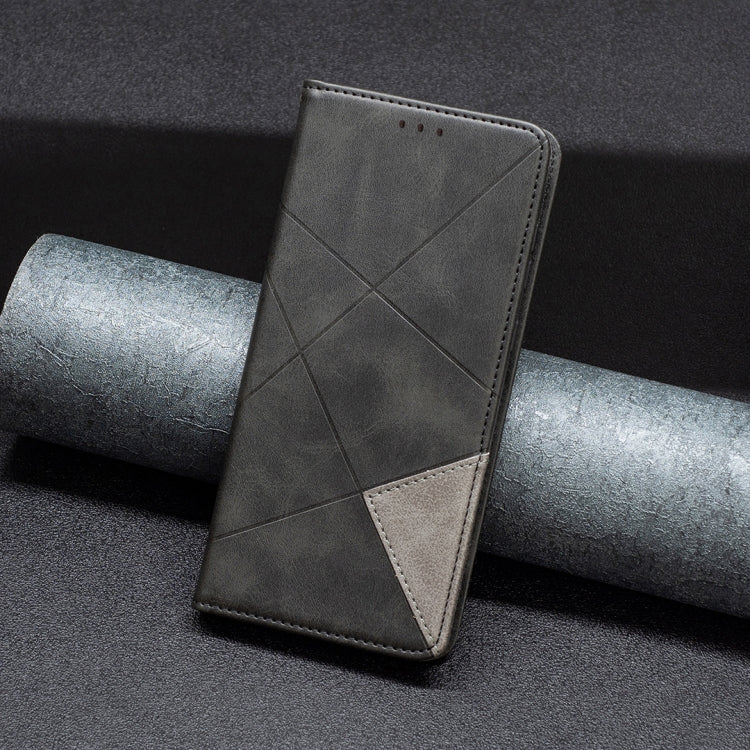 For iPhone 16 Pro Rhombus Texture Magnetic Leather Phone Case(Black)