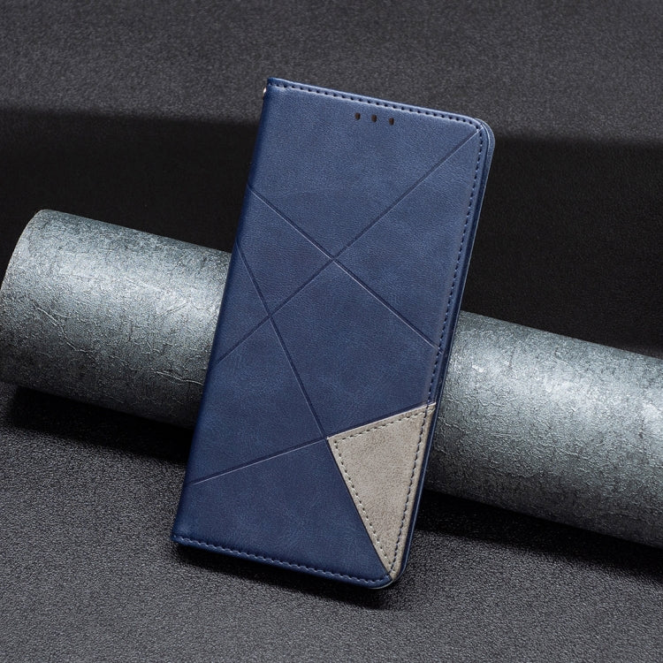 For iPhone 16 Pro Rhombus Texture Magnetic Leather Phone Case(Blue)