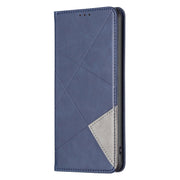 For iPhone 16 Pro Rhombus Texture Magnetic Leather Phone Case(Blue)