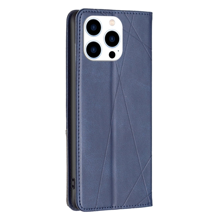 For iPhone 16 Pro Rhombus Texture Magnetic Leather Phone Case(Blue)