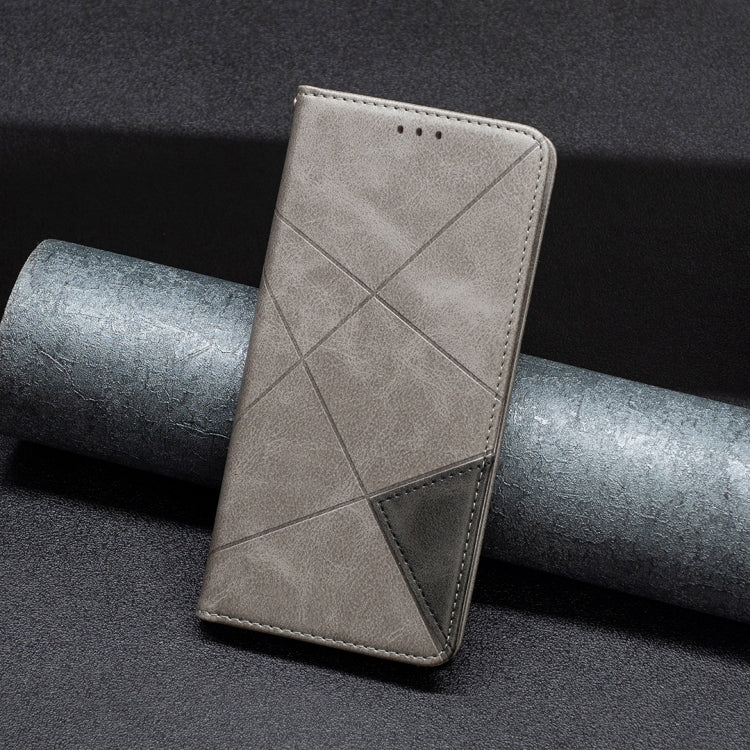 For iPhone 16 Pro Max Rhombus Texture Magnetic Leather Phone Case(Grey)