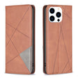 For iPhone 16 Pro Max Rhombus Texture Magnetic Leather Phone Case(Brown) - iPhone 16 Pro Max Cases by PMC TechLife | Online Shopping South Africa | PMC TechLife | Buy Now Pay Later Mobicred