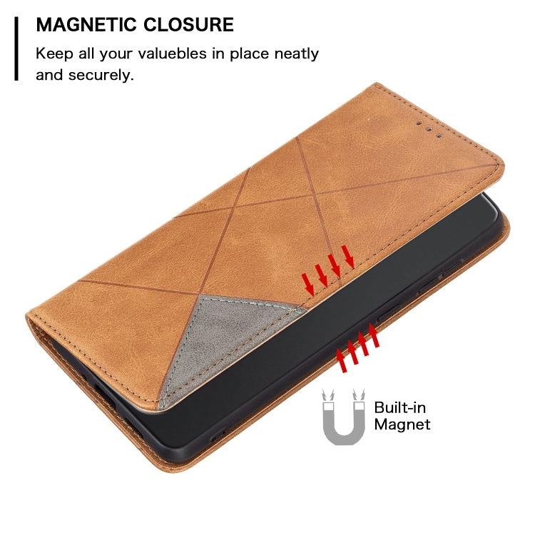 For iPhone 16 Rhombus Texture Magnetic Leather Phone Case(Yellow)