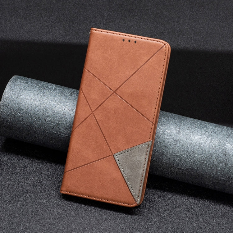 For iPhone 16 Rhombus Texture Magnetic Leather Phone Case(Brown)