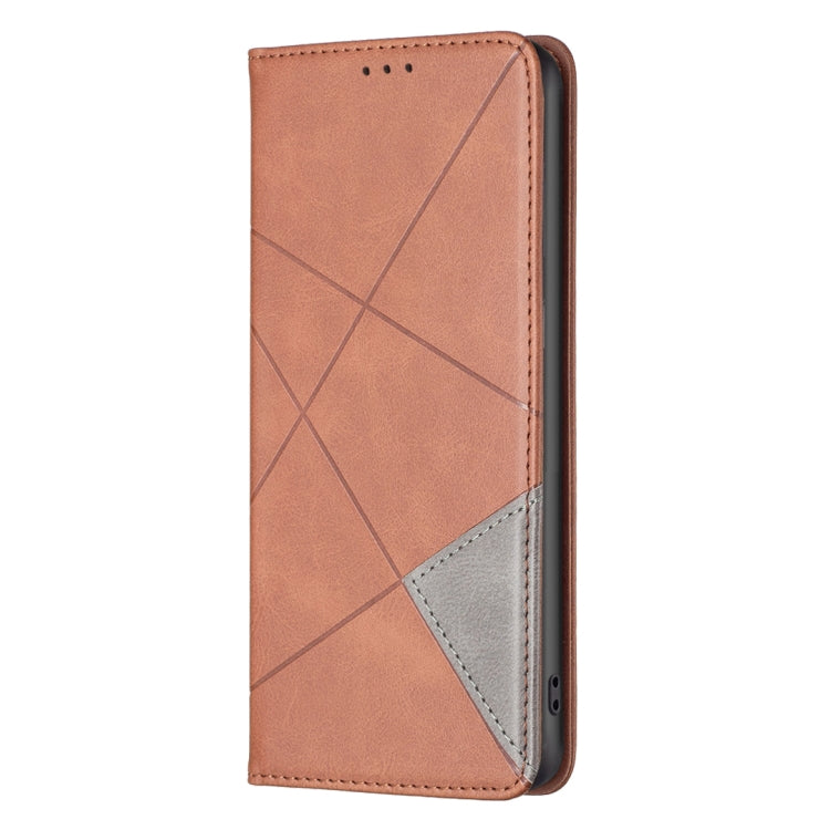 For iPhone 16 Rhombus Texture Magnetic Leather Phone Case(Brown)