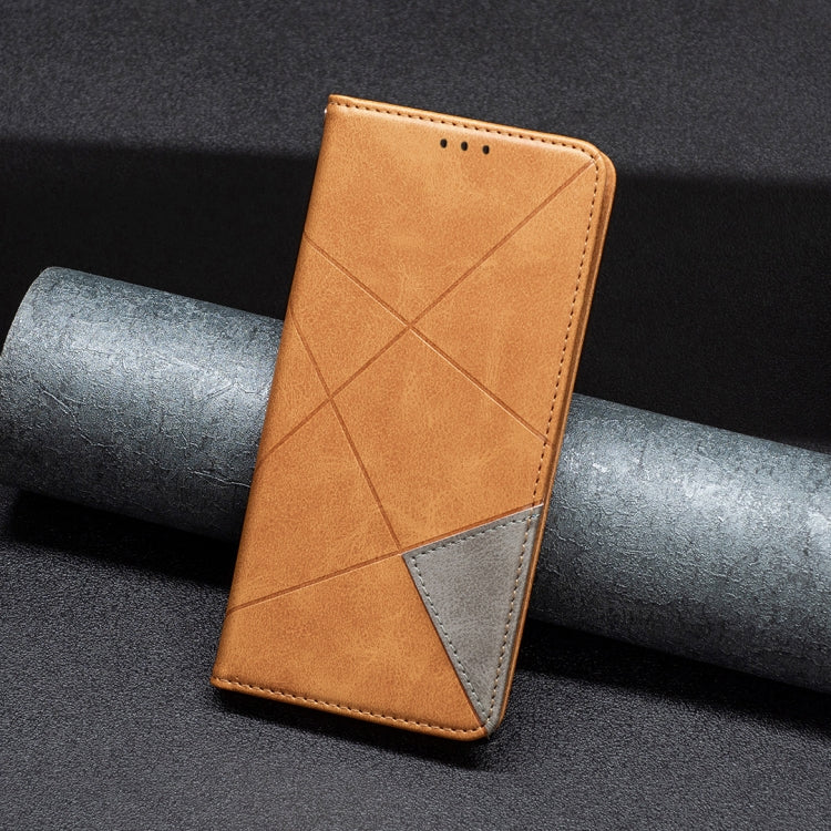 For iPhone 16 Plus Rhombus Texture Magnetic Leather Phone Case(Yellow)