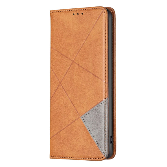 For iPhone 16 Plus Rhombus Texture Magnetic Leather Phone Case(Yellow)