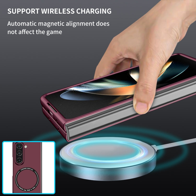 For Samsung Galaxy Z Fold5 Magsafe Magnetic Folding PC Phone Case(Wine Red)