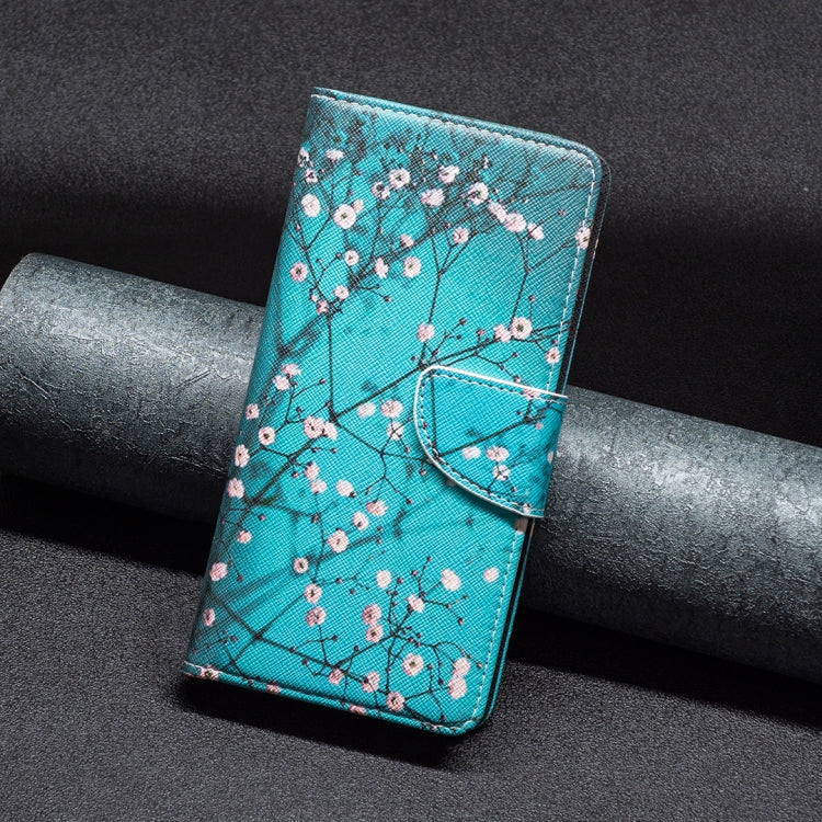 For iPhone 16 Colored Drawing Pattern Leather Phone Case(Plum Blossom)