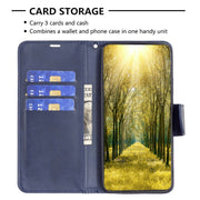 For iPhone 16 Lambskin Texture Pure Color Flip Leather Phone Case(Blue)
