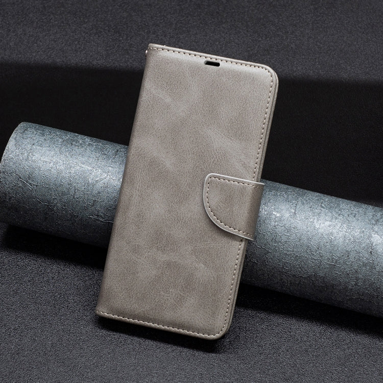 For iPhone 16 Lambskin Texture Pure Color Flip Leather Phone Case(Grey)
