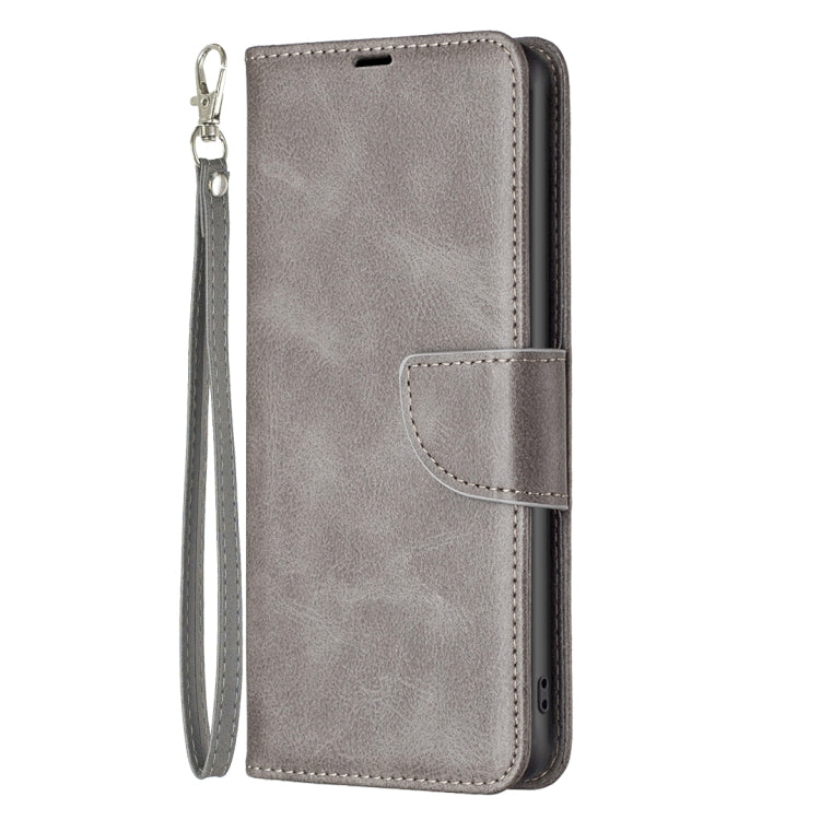 For iPhone 16 Lambskin Texture Pure Color Flip Leather Phone Case(Grey)