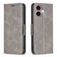 For iPhone 16 Plus Lambskin Texture Pure Color Flip Leather Phone Case(Grey) - iPhone 16 Plus Cases by PMC TechLife | Online Shopping South Africa | PMC TechLife | Buy Now Pay Later Mobicred