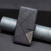 For iPhone 16 Pro Magnetic Buckle Rhombus Texture Leather Phone Case(Black)