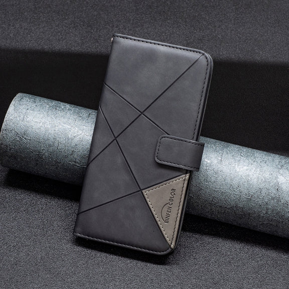 For iPhone 16 Pro Magnetic Buckle Rhombus Texture Leather Phone Case(Black)