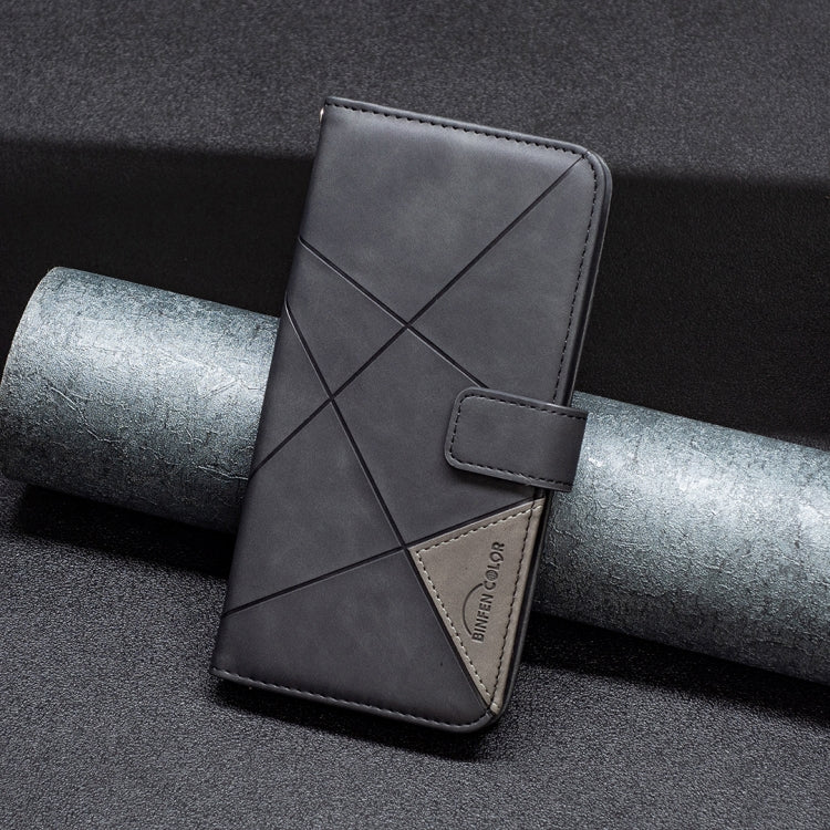 For iPhone 16 Pro Magnetic Buckle Rhombus Texture Leather Phone Case(Black)