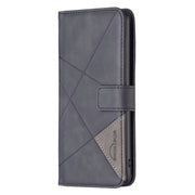 For iPhone 16 Pro Magnetic Buckle Rhombus Texture Leather Phone Case(Black)
