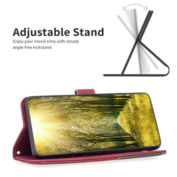 For iPhone 16 Magnetic Buckle Rhombus Texture Leather Phone Case(Red)
