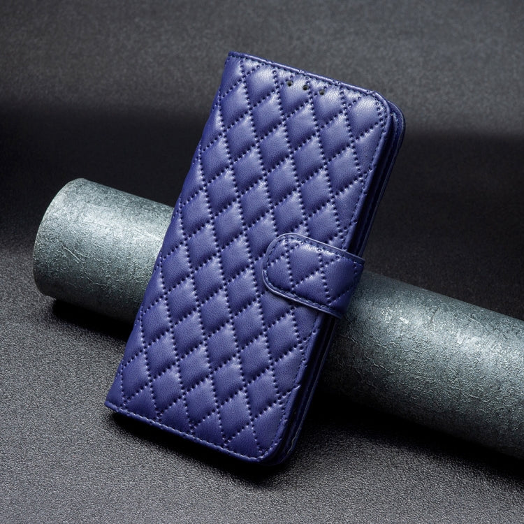 For iPhone 16 Diamond Lattice Wallet Flip Leather Phone Case(Blue)