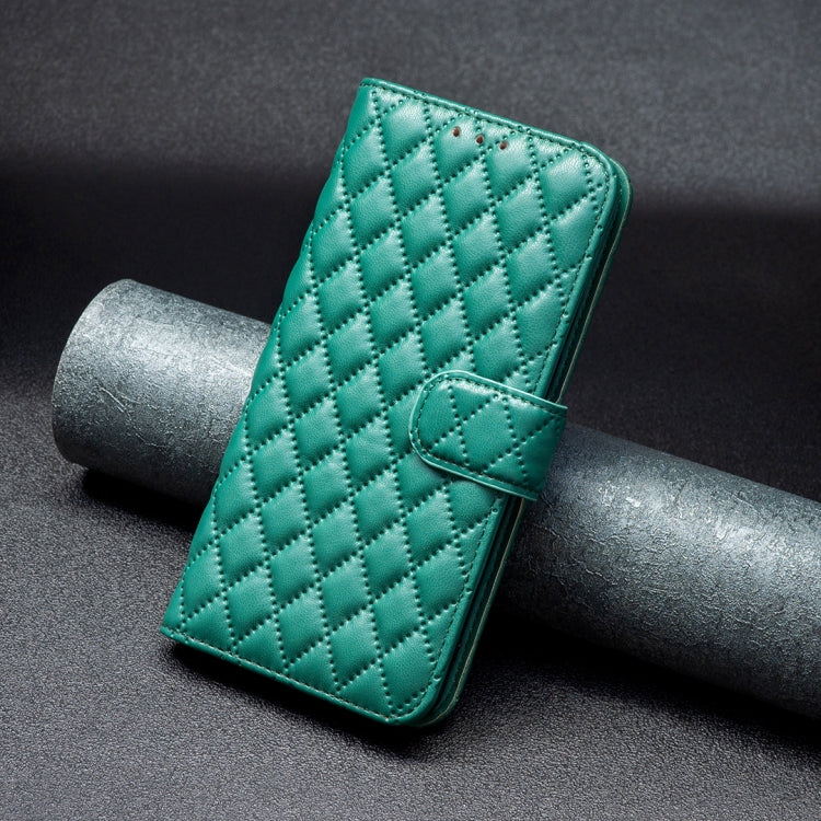 For iPhone 16 Plus Diamond Lattice Wallet Flip Leather Phone Case(Green)