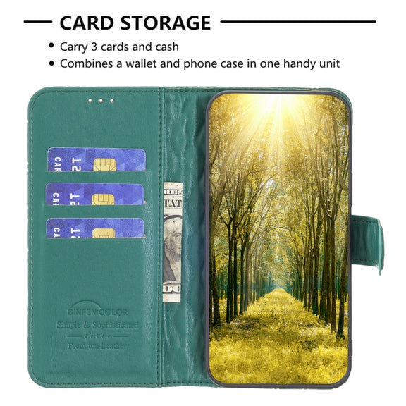 For iPhone 16 Plus Diamond Lattice Wallet Flip Leather Phone Case(Green)