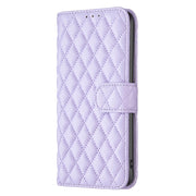 For iPhone 16 Plus Diamond Lattice Wallet Flip Leather Phone Case(Purple)