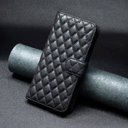 For iPhone 16 Plus Diamond Lattice Wallet Flip Leather Phone Case(Black)