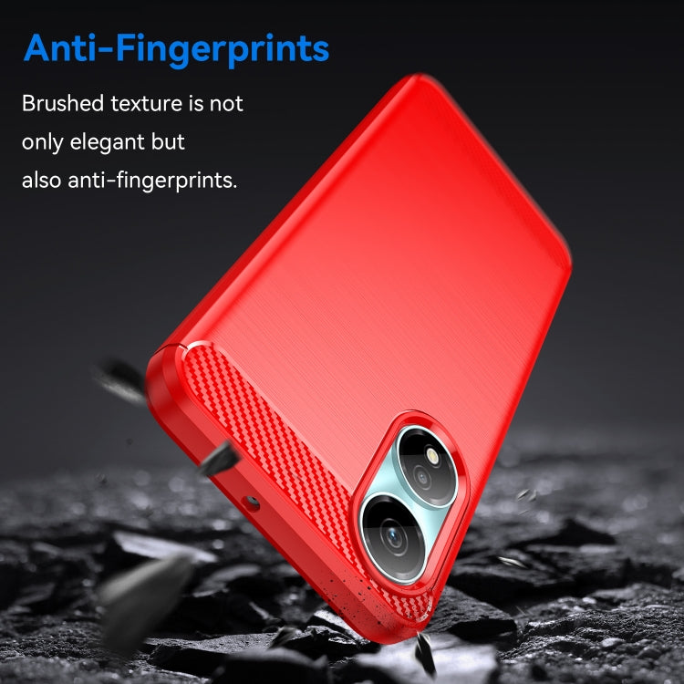 For Honor X7b Brushed Texture Carbon Fiber TPU Phone Case(Red)
