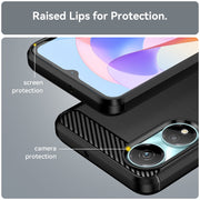 For Honor X7b Brushed Texture Carbon Fiber TPU Phone Case(Black)