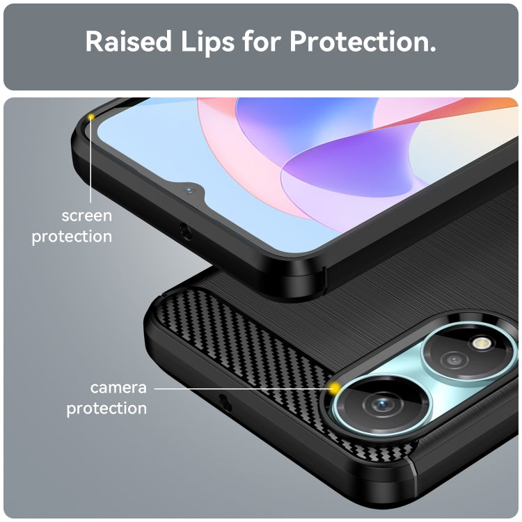 For Honor X7b Brushed Texture Carbon Fiber TPU Phone Case(Black)