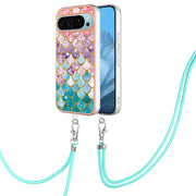 For Google Pixel 9 Pro XL Electroplating IMD TPU Phone Case with Lanyard(Colorful Scales)