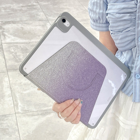 For iPad Air 11 2025 / 2024 / Pro 11 Gradient Glitter Magnetic Split Leather Tablet Case(Purple)