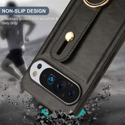 For Google Pixel 9 Pro Wristband Leather Back Phone Case(Black)