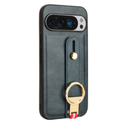 For Google Pixel 9 Pro Wristband Leather Back Phone Case(Blue)
