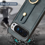 For Google Pixel 9 Wristband Leather Back Phone Case(Blue)