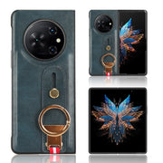 For Tecno Phantom V Fold Wristband Leather Back Phone Case(Blue)