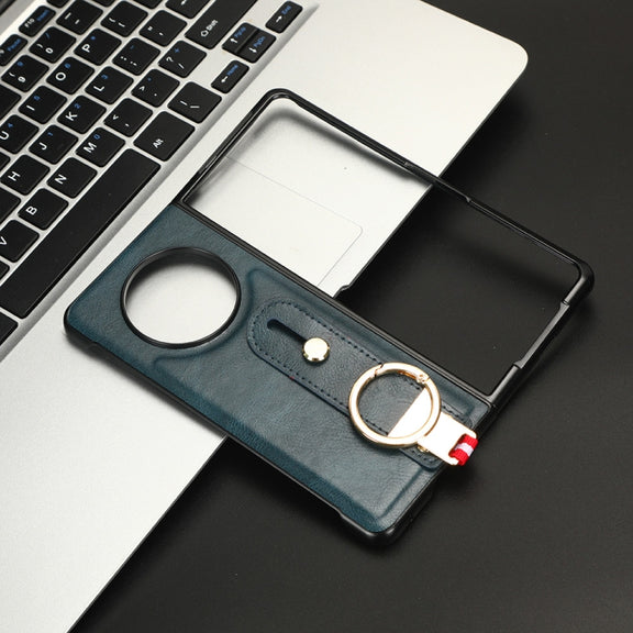 For Tecno Phantom V Fold Wristband Leather Back Phone Case(Blue)
