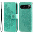 For Google Pixel 9 Pro Seven-petal Flowers Embossing Leather Phone Case(Green) - Google Cases by PMC TechLife | Online Shopping South Africa | PMC TechLife | Buy Now Pay Later Mobicred
