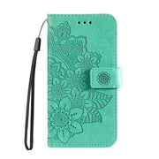 For Google Pixel 9 Pro Seven-petal Flowers Embossing Leather Phone Case(Green)