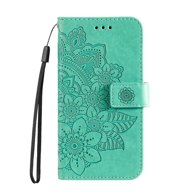 For Google Pixel 9 Seven-petal Flowers Embossing Leather Phone Case(Green)