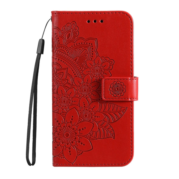 For Google Pixel 9 Seven-petal Flowers Embossing Leather Phone Case(Red)