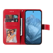 For Google Pixel 9 Seven-petal Flowers Embossing Leather Phone Case(Red)