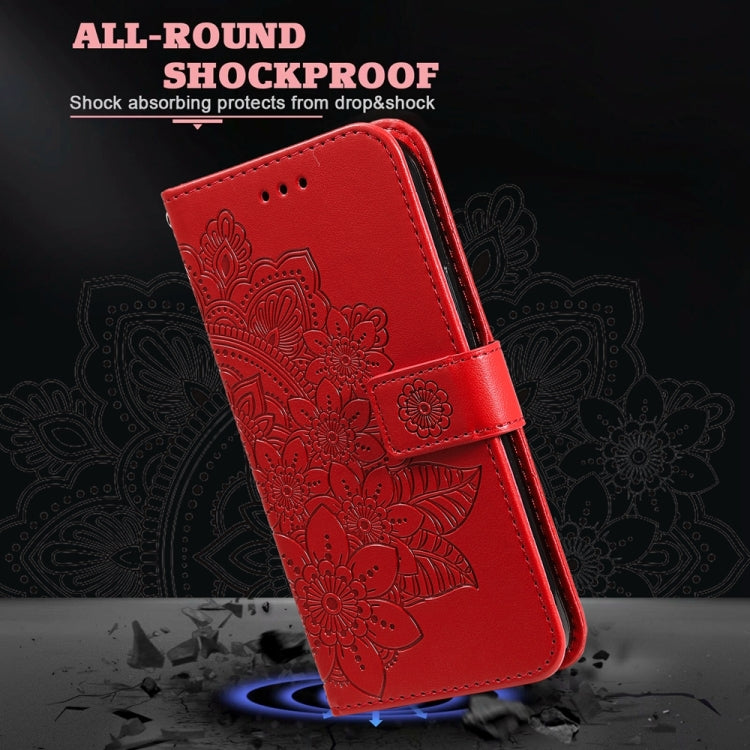 For Google Pixel 9 Seven-petal Flowers Embossing Leather Phone Case(Red)