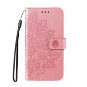 For Google Pixel 9 7-petal Flowers Embossing Leather Phone Case(Rose Gold)