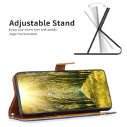 For iPhone 16 Pro Color Block Denim Texture Leather Phone Case(Dark Blue)