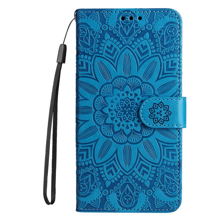 For Google Pixel 9 Pro Embossed Sunflower Leather Phone Case(Blue)