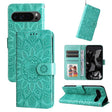 For Google Pixel 9 Pro Embossed Sunflower Leather Phone Case(Green) - Google Cases by PMC TechLife | Online Shopping South Africa | PMC TechLife | Buy Now Pay Later Mobicred